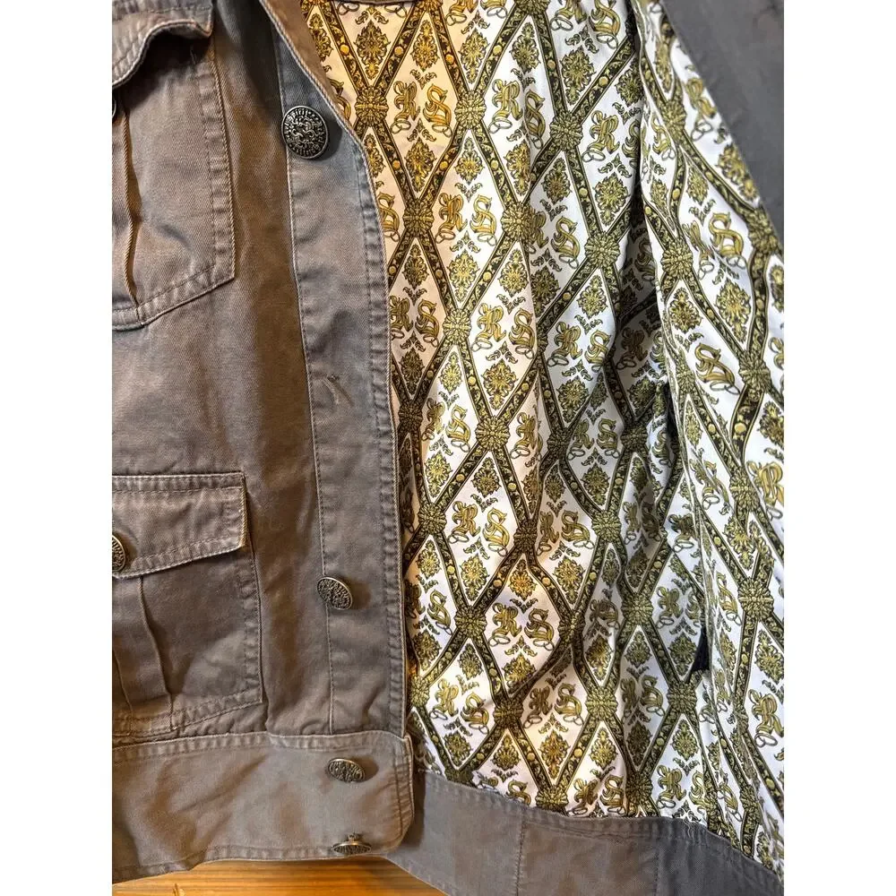 Y2K Rebel Spirit Large Embroidered Eagle Military Jacket Large